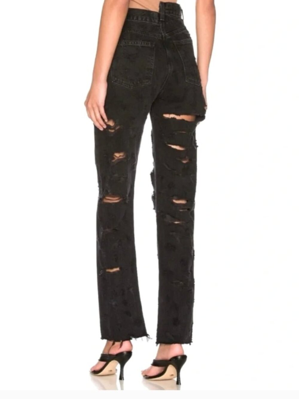 Agolde Black Distressed Ripped Jeans - Picture 3 of 3